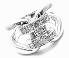 Hermes Large Diamond H White Gold Band Ring