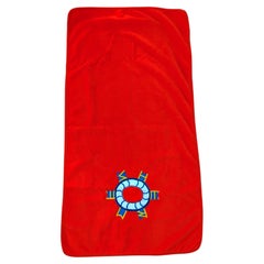 Hermès Large Embroidered Terry Towel Navy theme