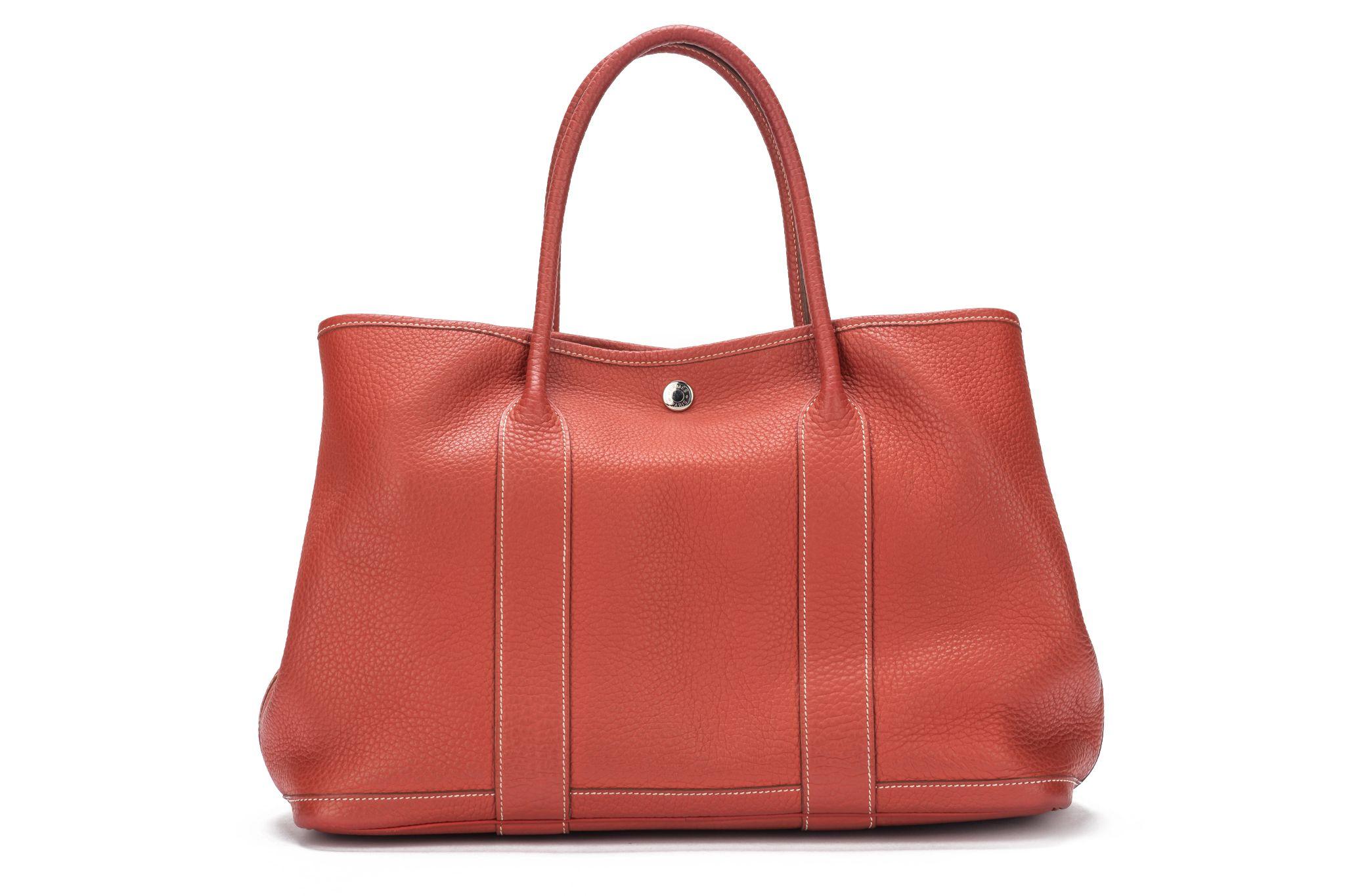 Hermès Large Garden Party Bag Sanguine In Excellent Condition For Sale In West Hollywood, CA