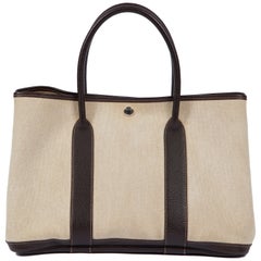 Hermes Large Garden Party Brown Toile Bag