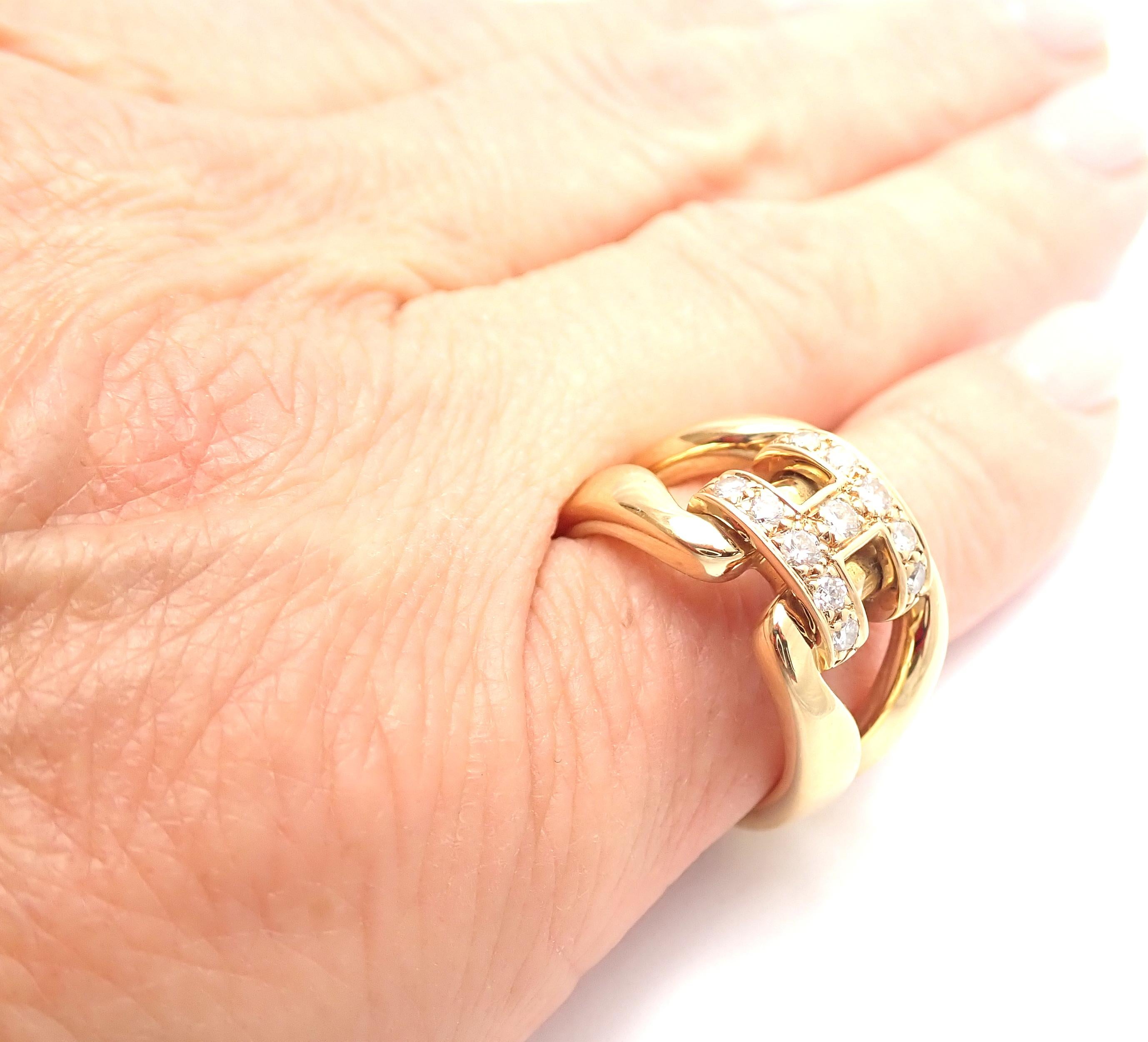 Women's or Men's Hermes Large H-Diamond Gold Band Ring