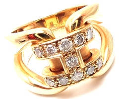Hermes Large H Diamond Yellow Gold Band Ring