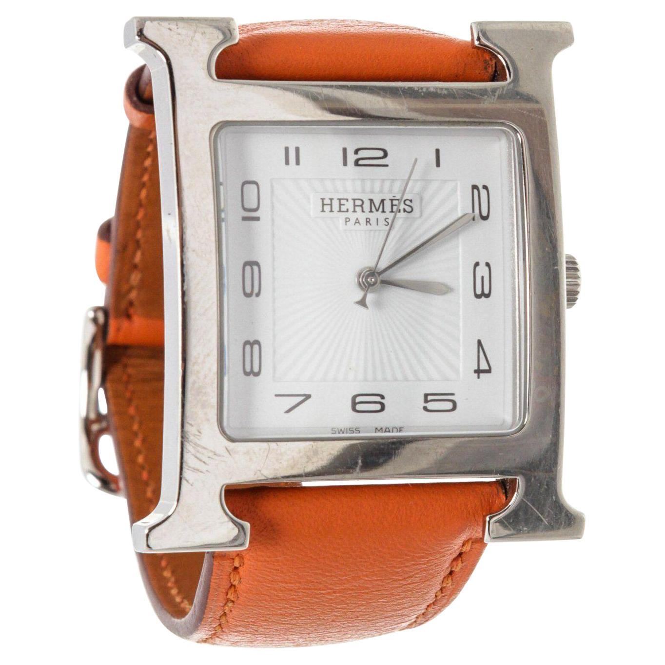 Hermes Large Heure H Stainless Steel Watch