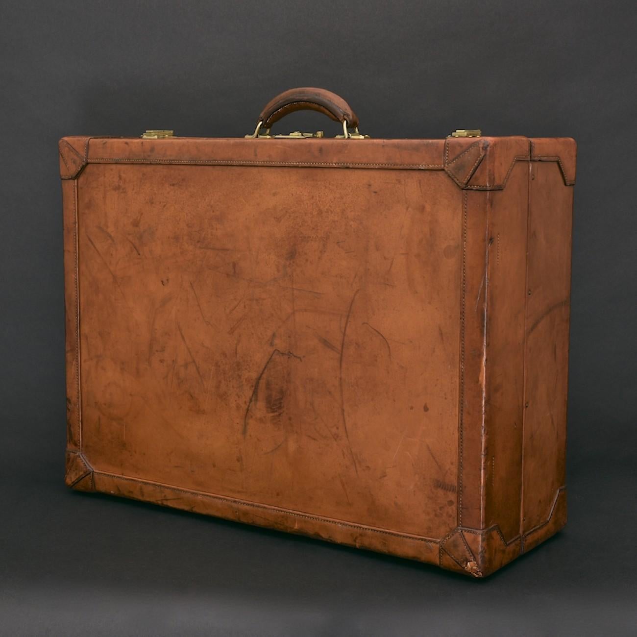 Wood Hermès Large Leather Suitcase, circa 1955