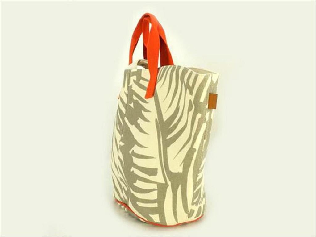 Hermès Large Panier De Plage with Pouch 221032 Beige X Orange Canvas Tote For Sale 2