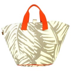 Hermès Large Panier De Plage with Pouch 221032 Beige X Orange Canvas Tote