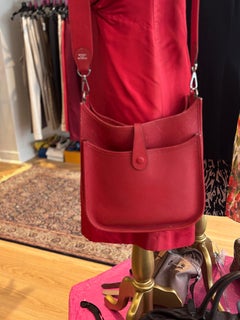 HERMES Large Red Evelyne in Clemence Bull Leather