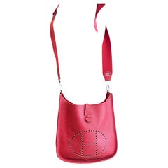 HERMES Large Red Evelyne in Clemence Bull Leather