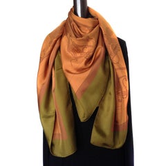 HERMES Large Shawl in Brown Silk