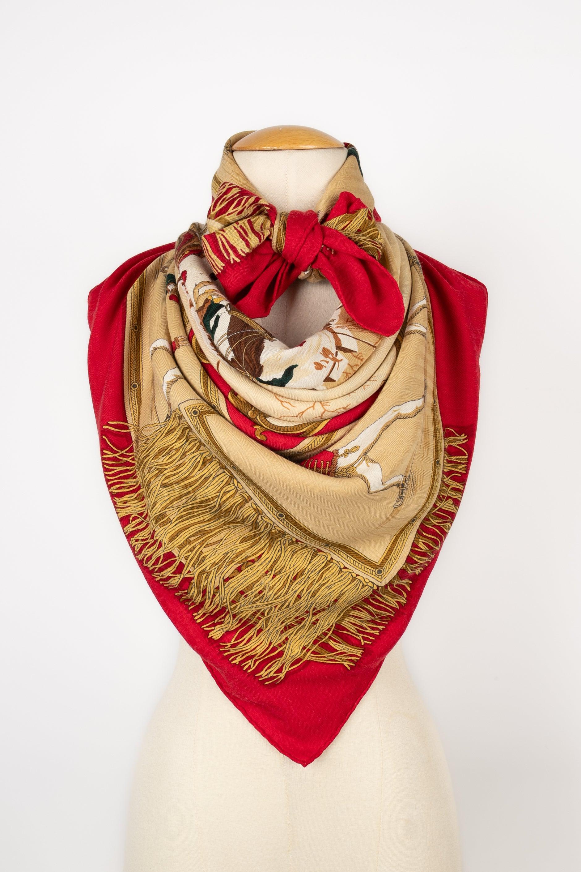 Hermès - (Made in France) Large silk and cashmere shawl with the 