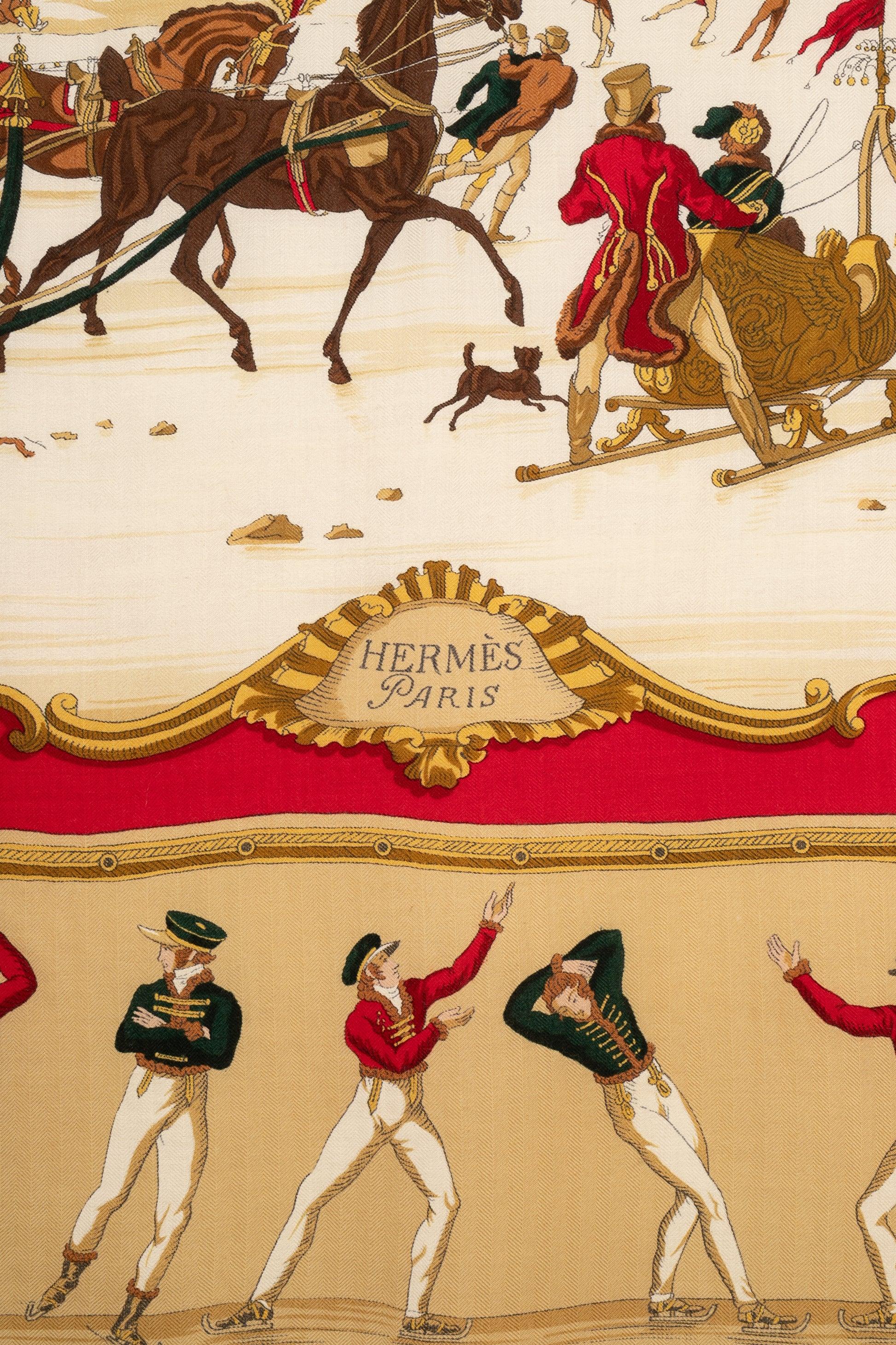 Women's Hermès Large Silk and Cashmere Stole 'Cold Pleasure', 1955