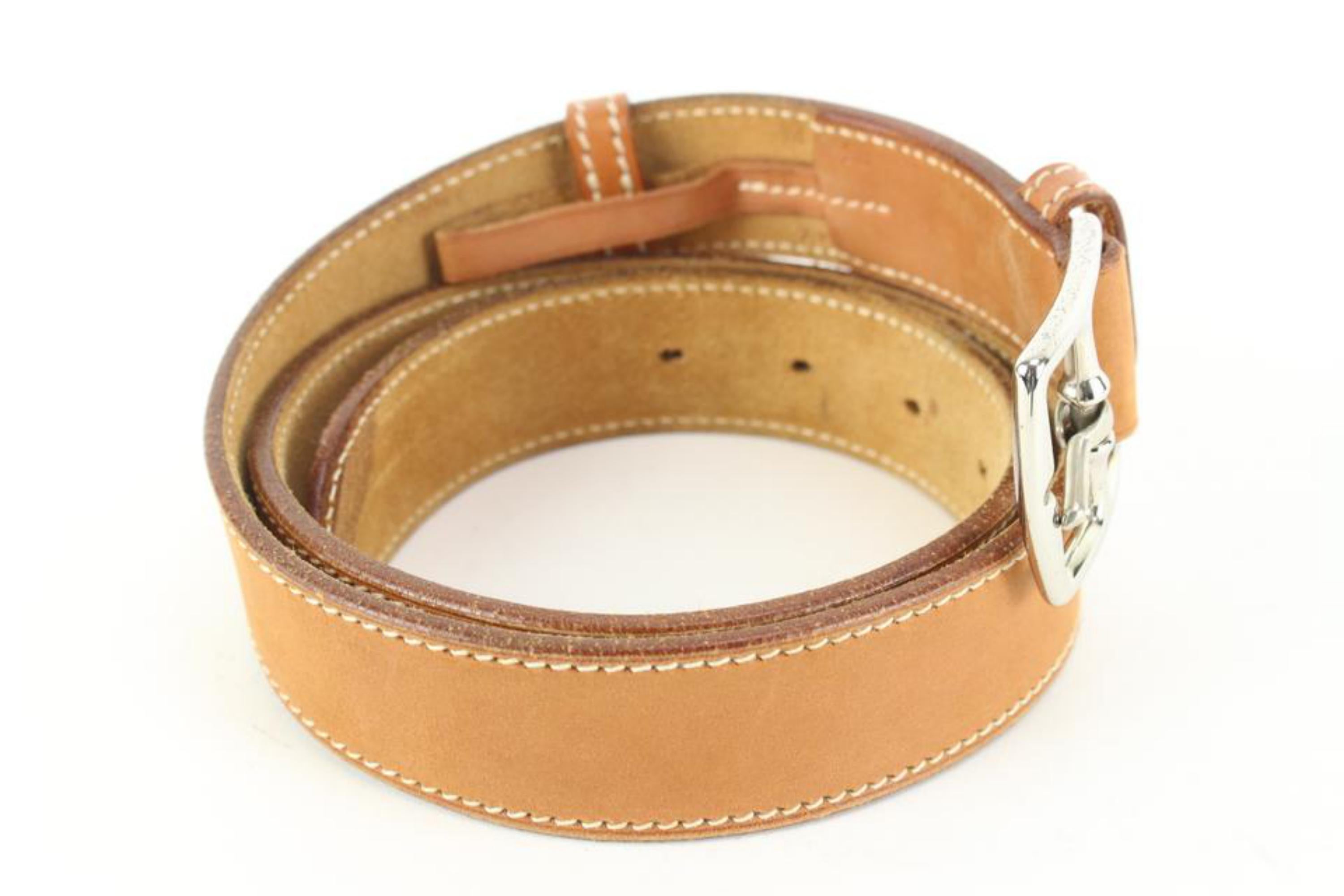 Orange Hermès Large Size 85 Tan Natural Leather Belt 84h56s