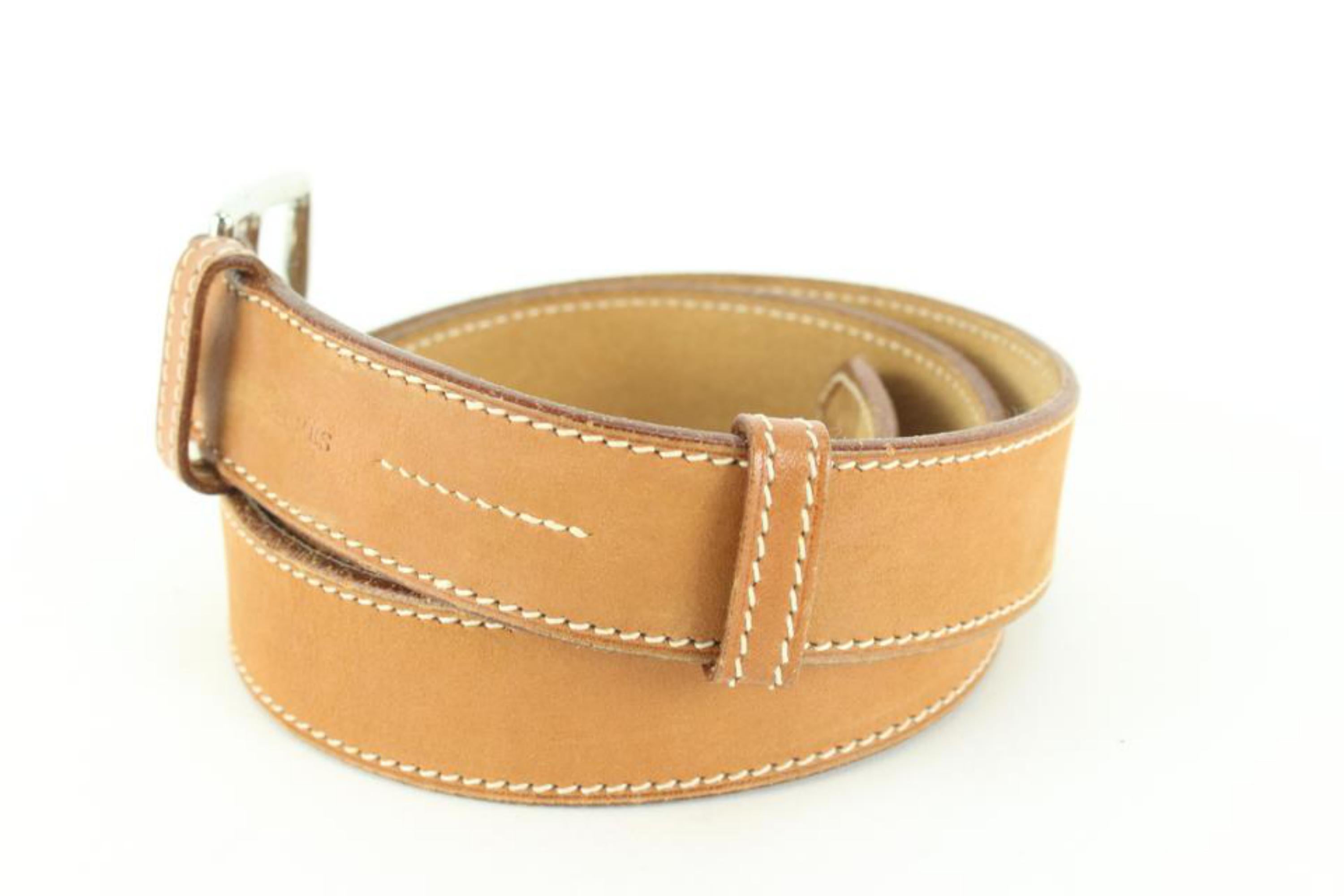 Hermès Large Size 85 Tan Natural Leather Belt 84h56s In Good Condition In Dix hills, NY