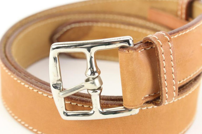 Hermès Large Size 85 Tan Natural Leather Belt 84h56s at 1stDibs