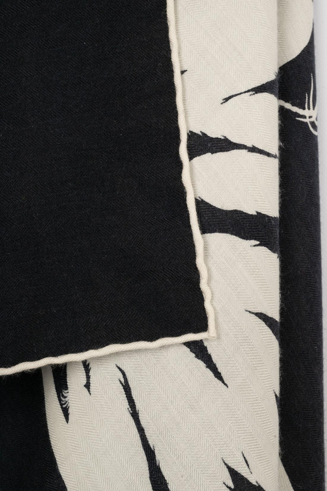 Hermes Large Stole in Black and White Cashmere Shawl 2