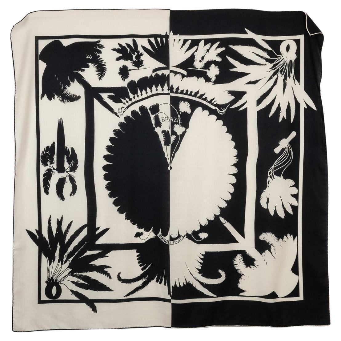 Hermes Large Stole in Black and White Cashmere Shawl