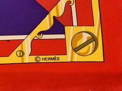 Hermes Late 20th Century Sextants Nautical Design Silk Scarf and Original Box