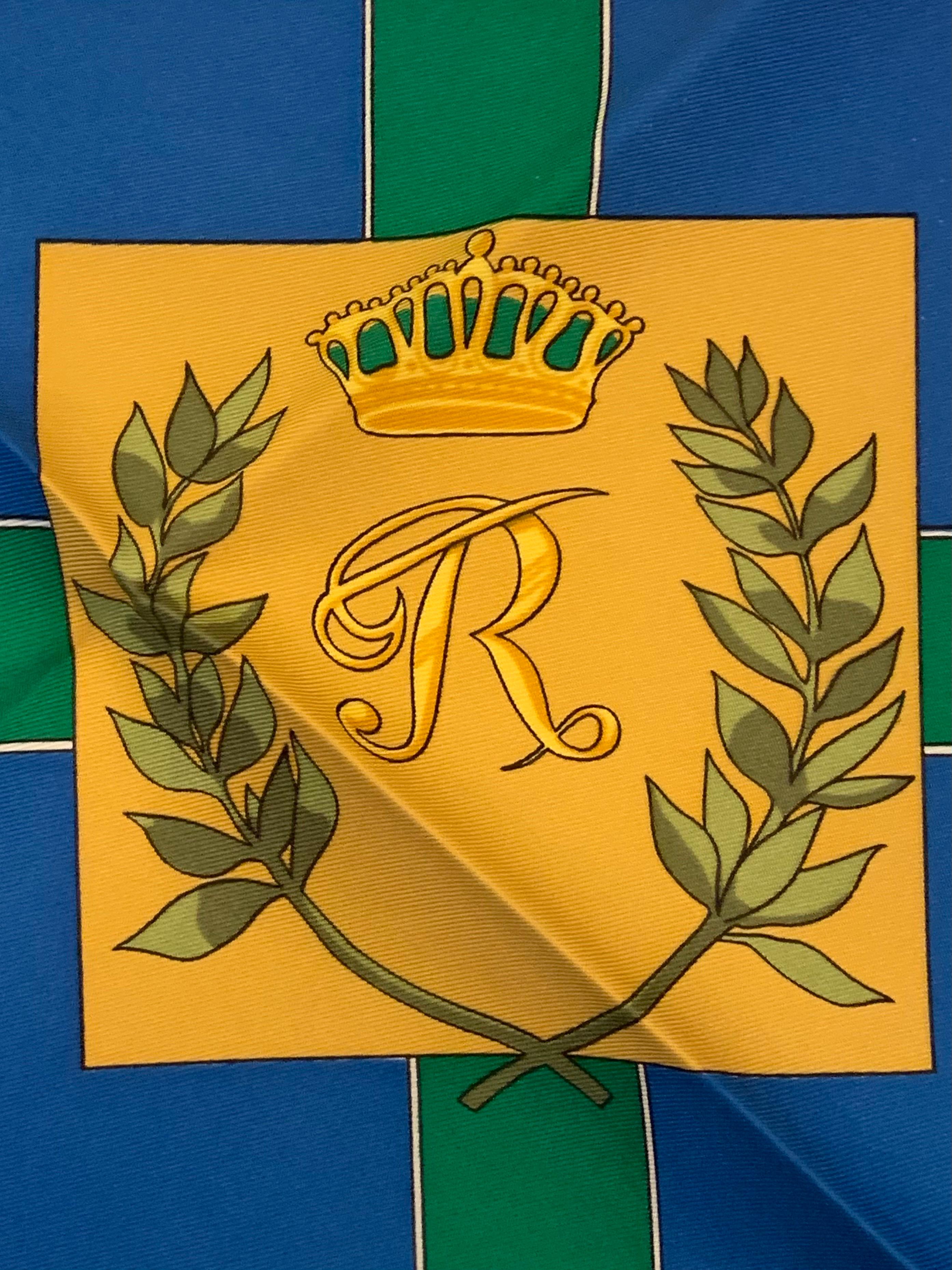 Foulard di seta con disegno nautico Sextants di Hermes della fine del XX secolo e scatola originale in vendita 1