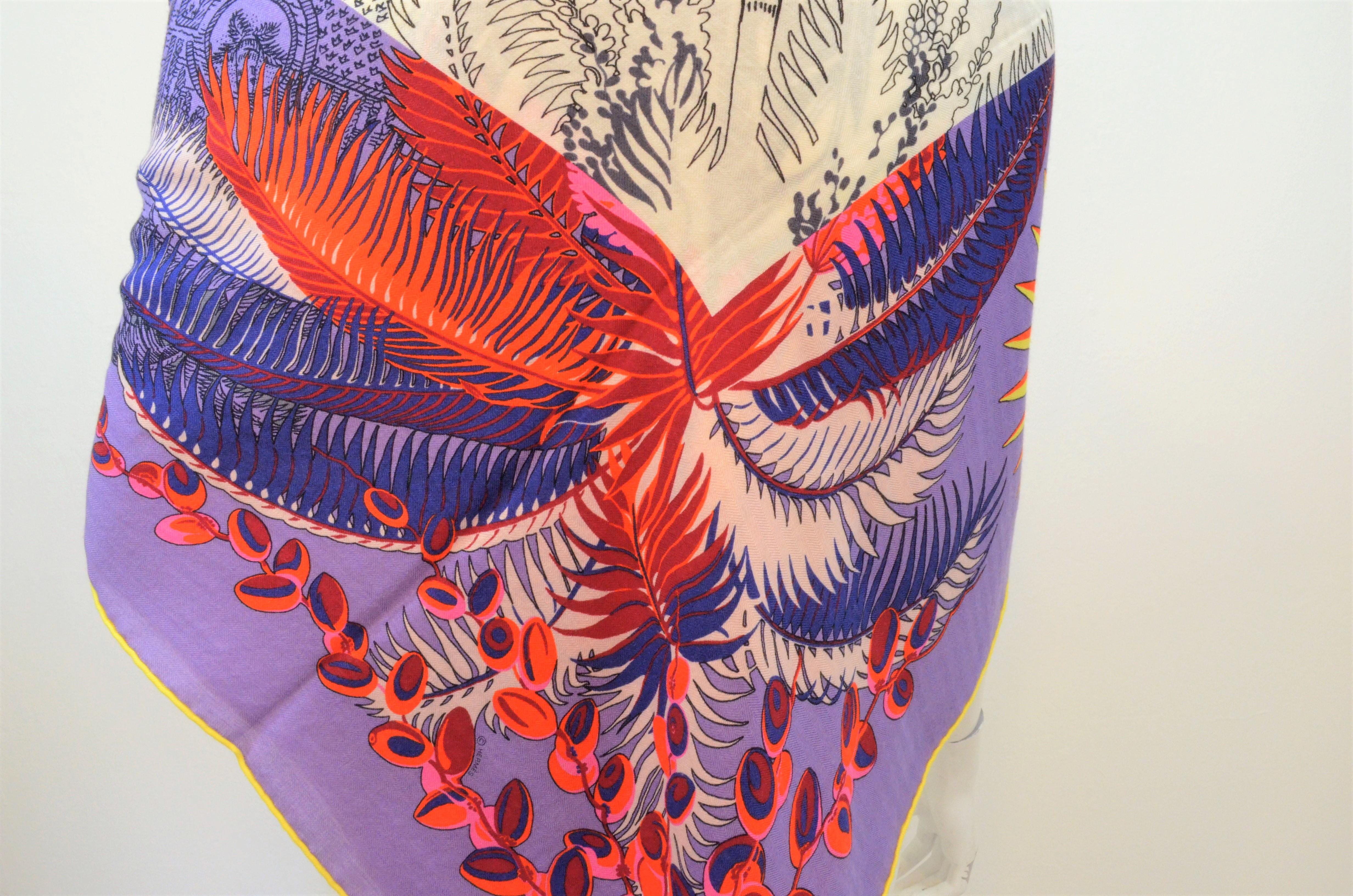 Hermes Lavender Mythiques Phoenix by Laurence Bourthoumien Shawl 4