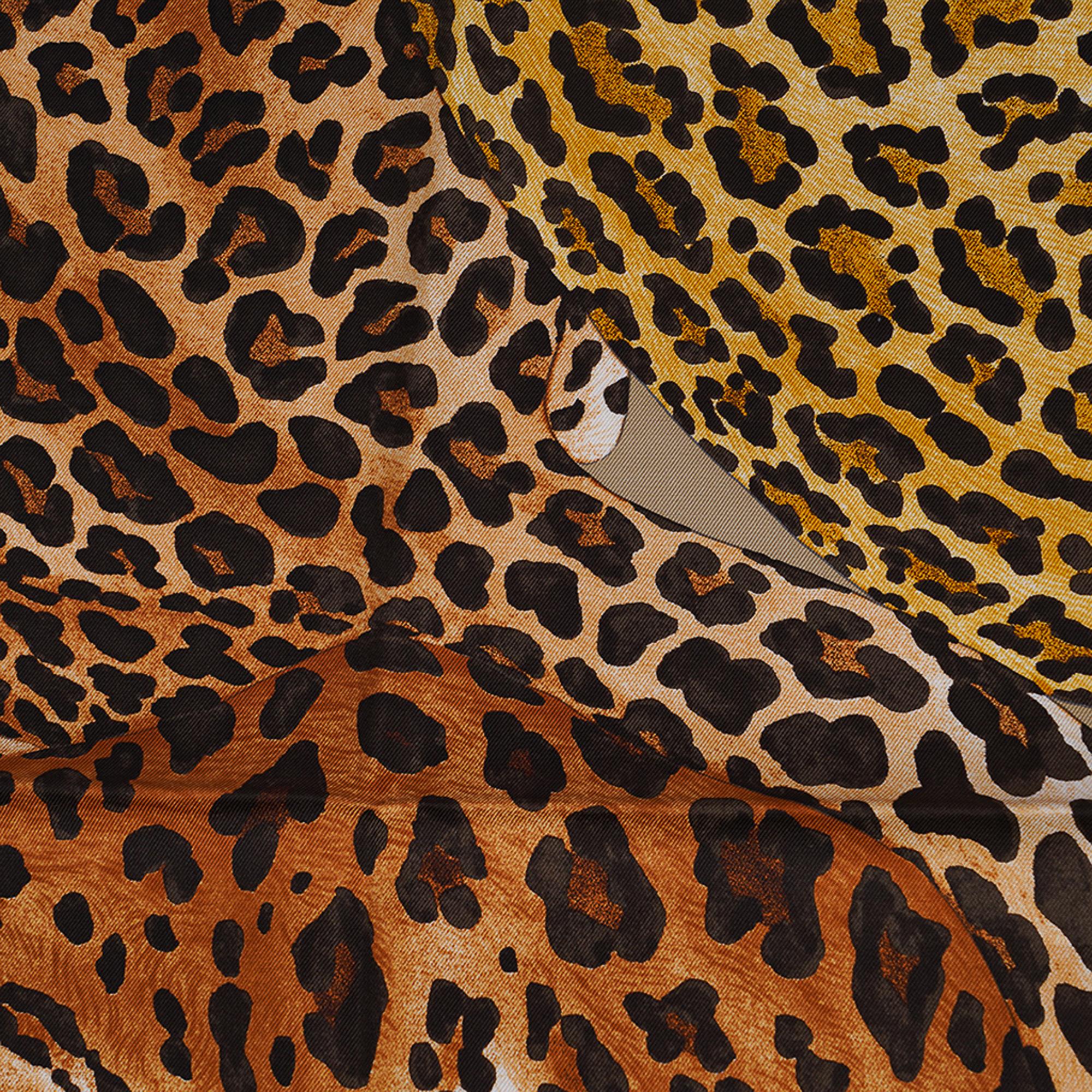 Sciarpa di seta Hermes Lazy Leopardesses Cammello Antracite Fauve  90 in vendita 9
