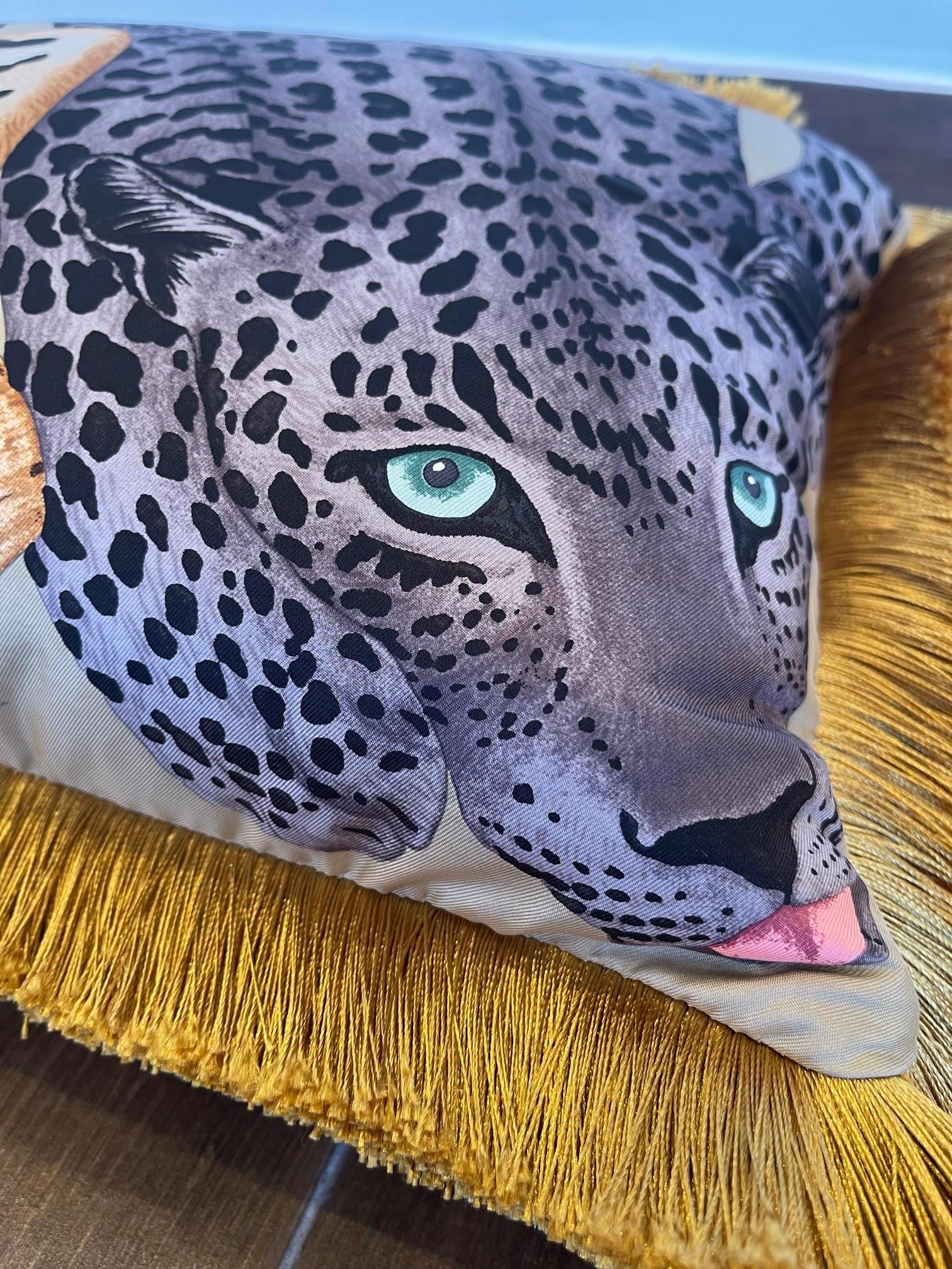 Hermes Lazy Leopardesses Luxury Pillow  In New Condition For Sale In Saint Louis, US