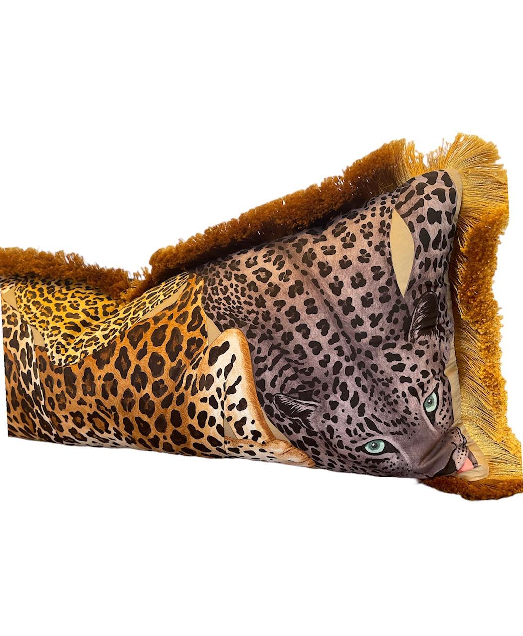 Velvet Hermes Lazy Leopardesses Luxury Pillow  For Sale