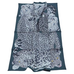 Hermes Leopardas perezosas Negro/Gris/Ant 90 CM Bufanda NUEVO