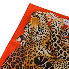 Hermes Lazy Leopardesses Potiron / Brun / Miel Scarf 90