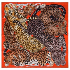 Hermes Lazy Leopardesses Potiron / Brun / Miel Schal 90