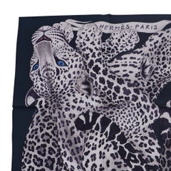 Hermes Lazy Leopardesses Scarf Vert Noir/ Gris Silk 90 New w/Box