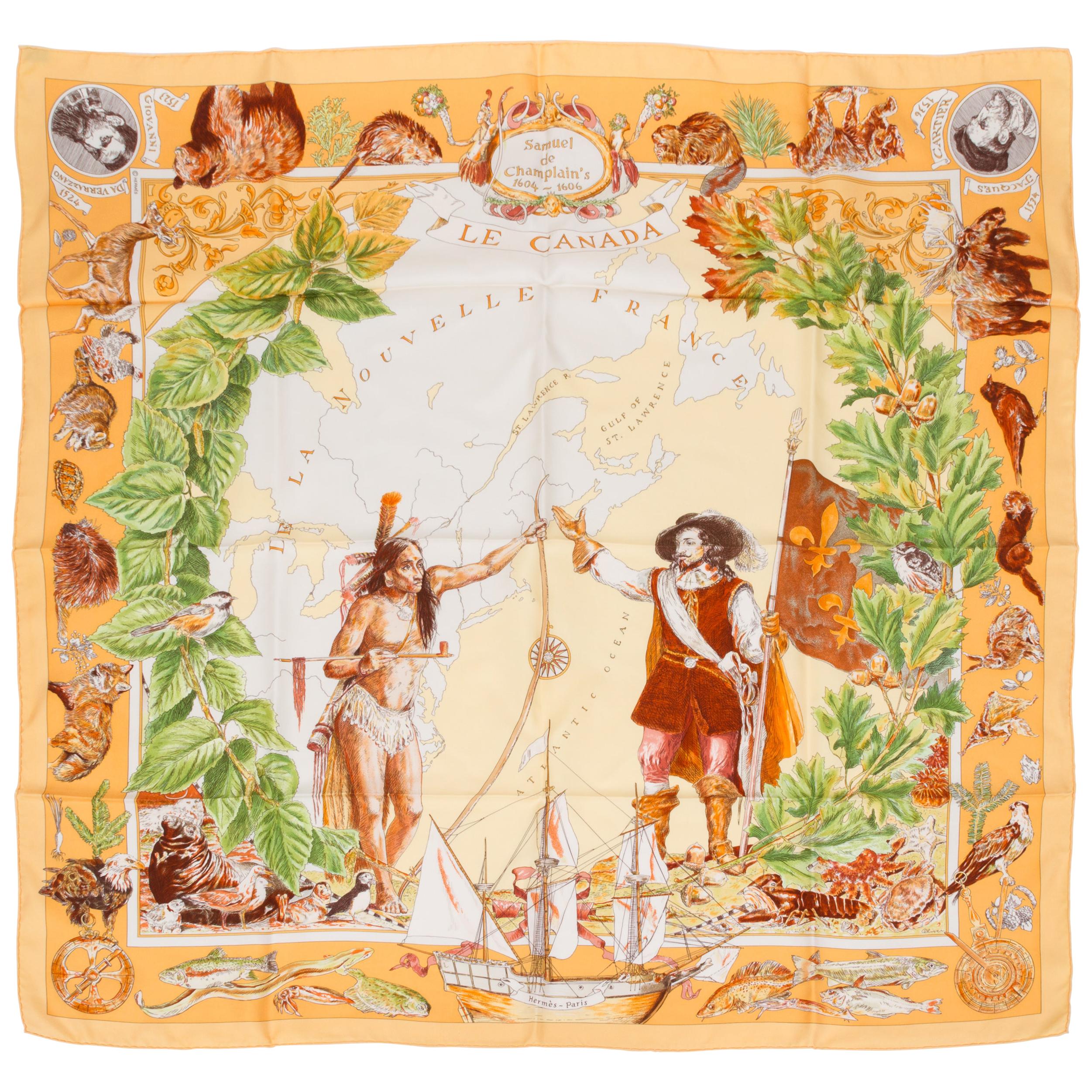 Hermès Le Canada Collectible Silk Scarf For Sale