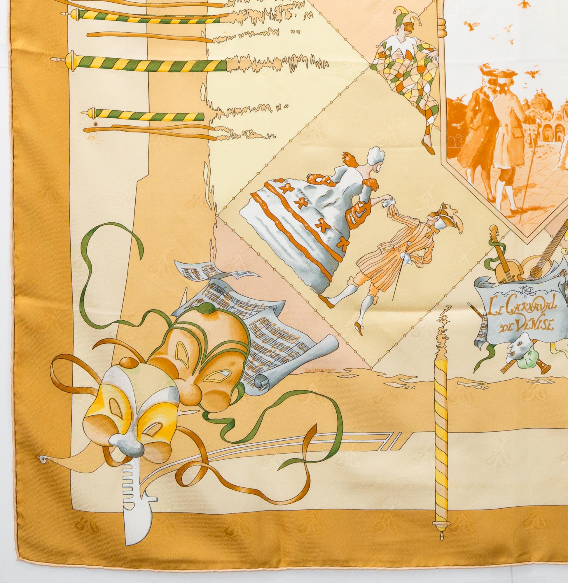 Hermes Le Carnaval De Venise by H de Watrigant  Silk Scarf In Good Condition In Paris, FR