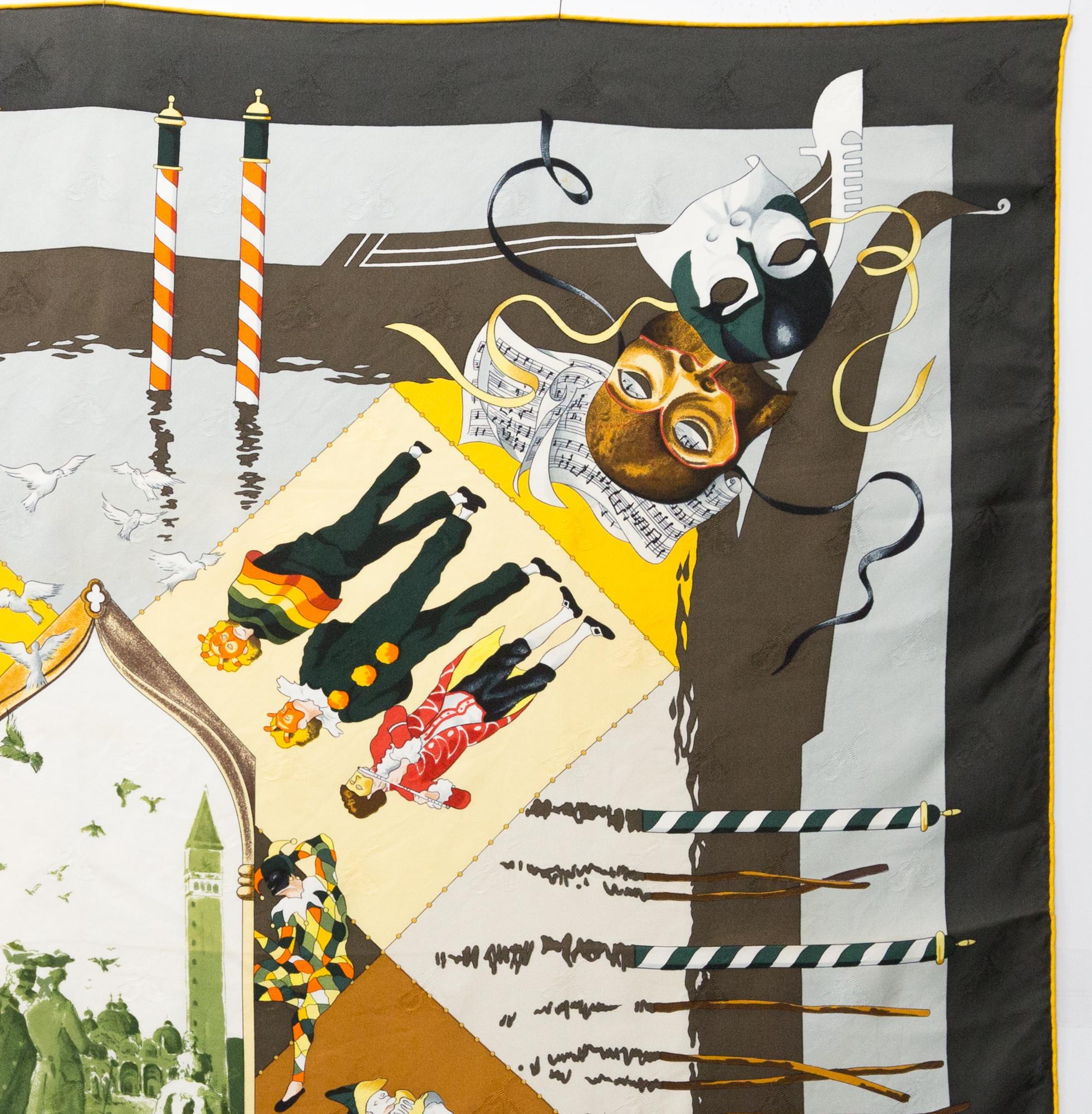 Women's or Men's Hermes Le Carnaval De Venise by H de Watrigant Silk Scarf