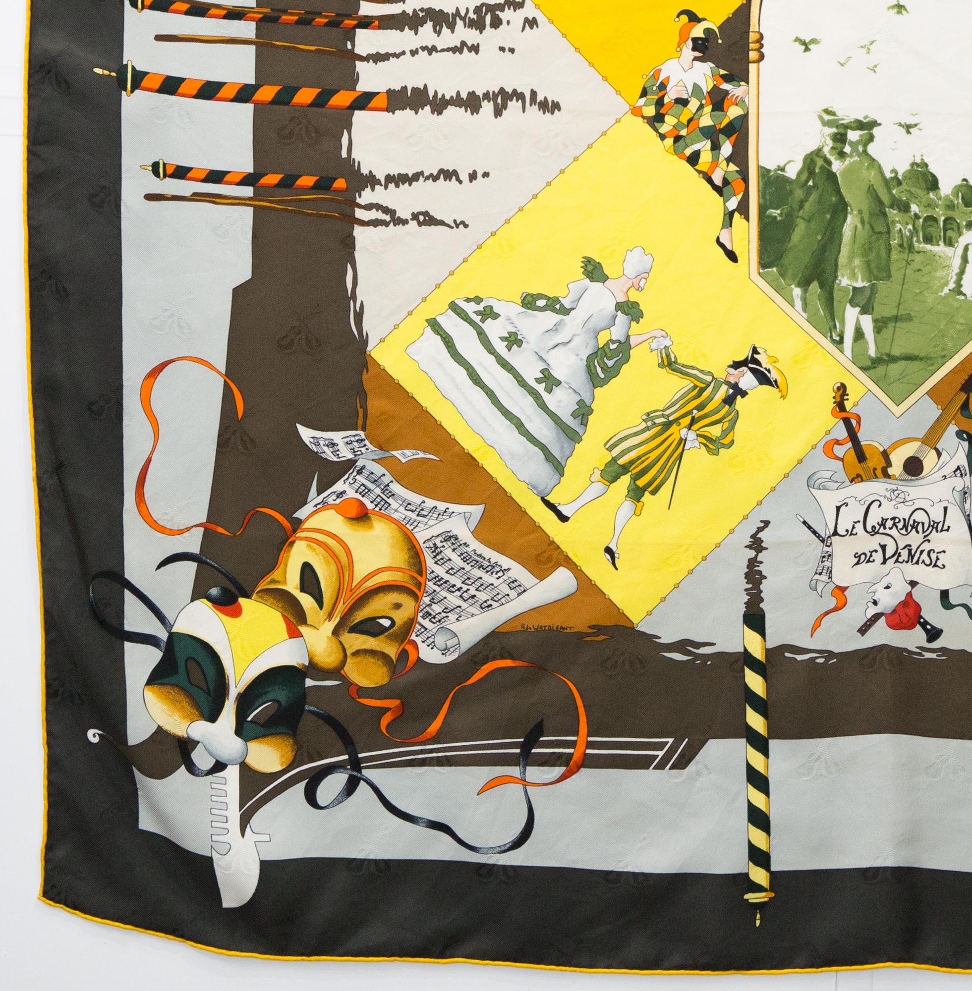 Foulard en soie Hermes Le Carnaval De Venise by H de Watrigant en vente 2