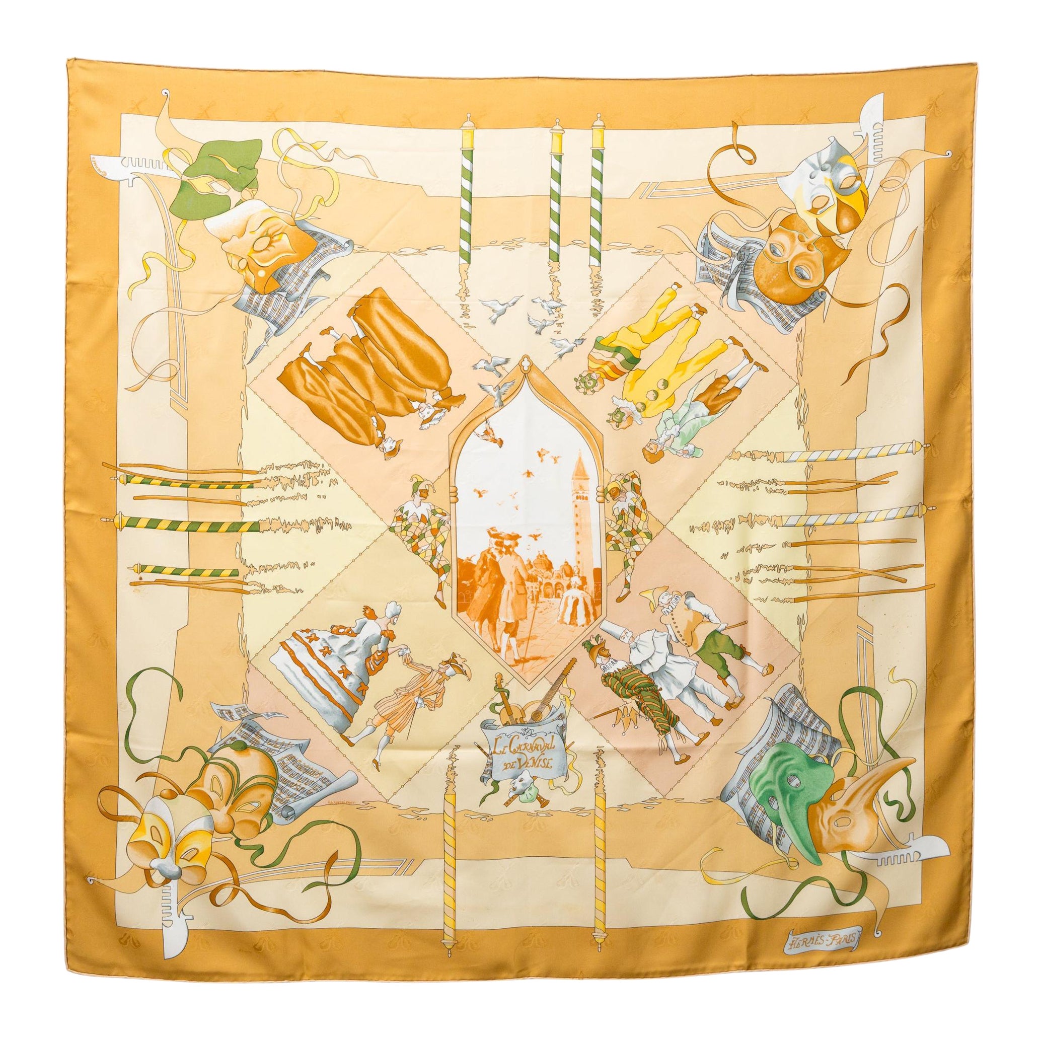 Hermes Le Carnaval De Venise by H de Watrigant  Silk Scarf