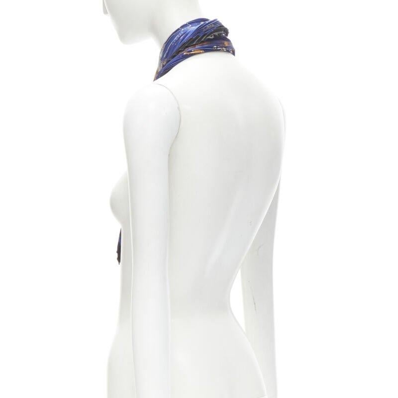 HERMES Le Carre Plisse Dimitri Rybaltchenko blue rocking horse pleated scarf For Sale 1