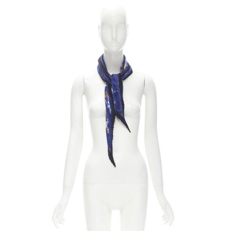 HERMES Le Carre Plisse Dimitri Rybaltchenko blue rocking horse pleated scarf For Sale 2