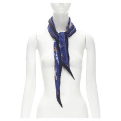 HERMES Le Carre Plisse Dimitri Rybaltchenko blue rocking horse pleated scarf