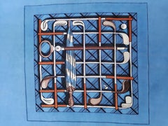 Hermès Le Golf Vintage Silk Scarf Golf Clubs Umbrellas 1953