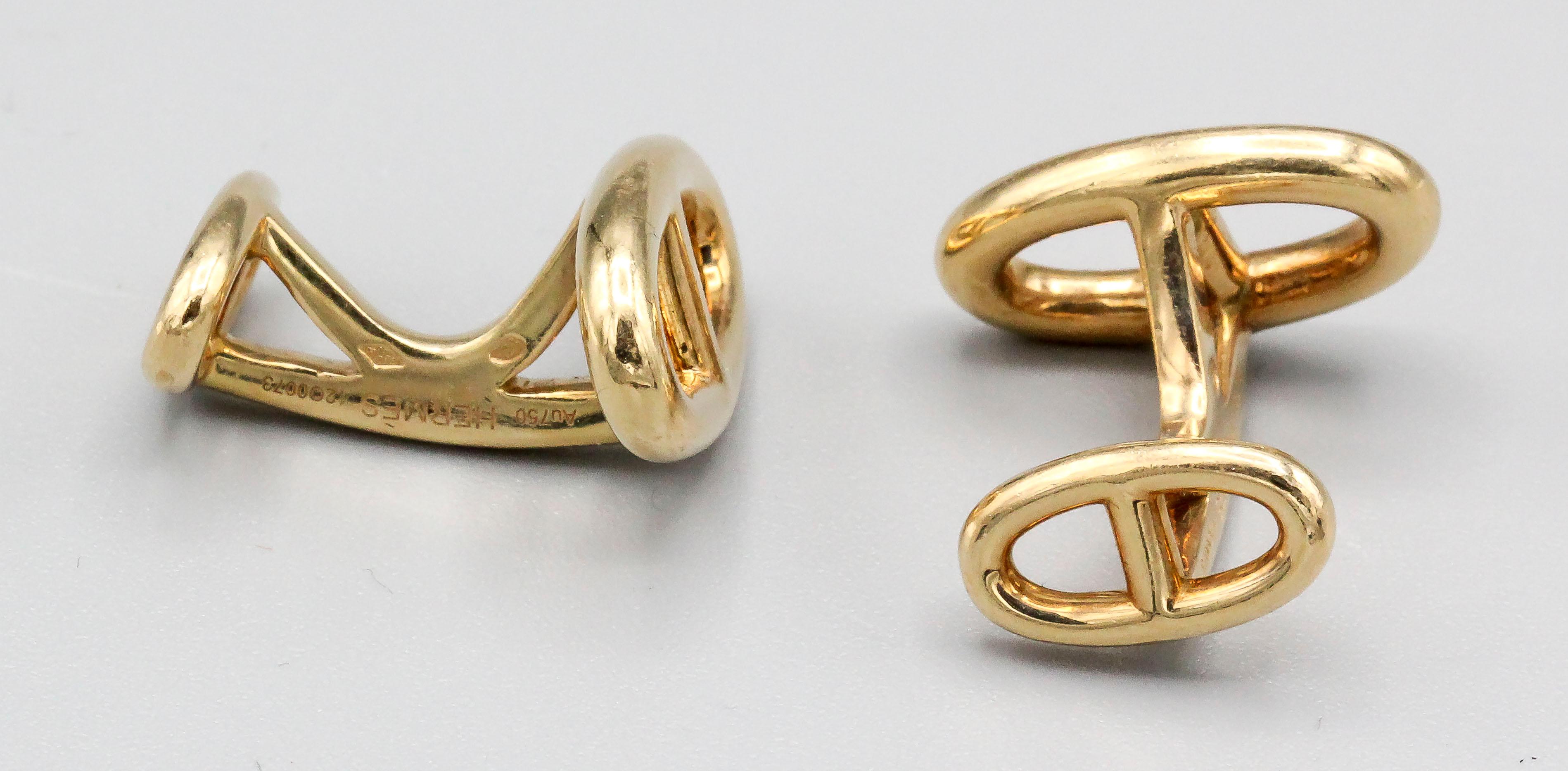 hermes gold cufflinks