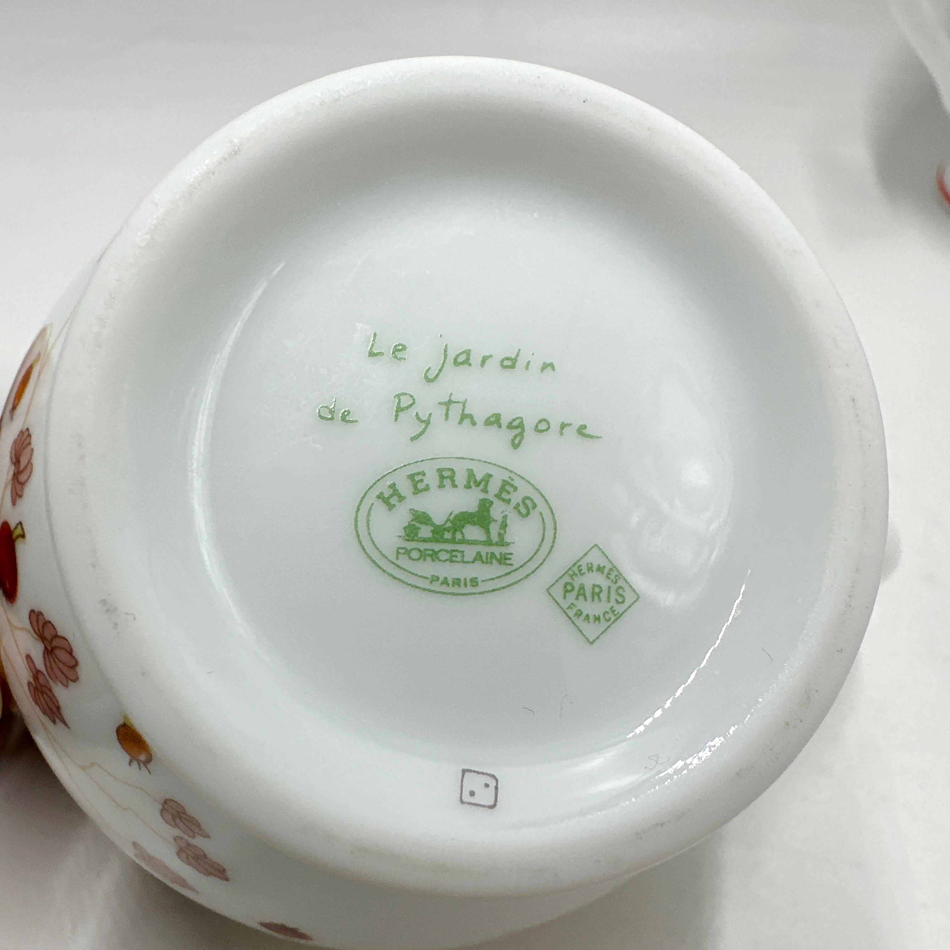 French HERMES Le Jardin de Pythagore 6 Piece Porcelain Tea Set