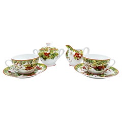 Used HERMES Le Jardin de Pythagore 6 Piece Porcelain Tea Set