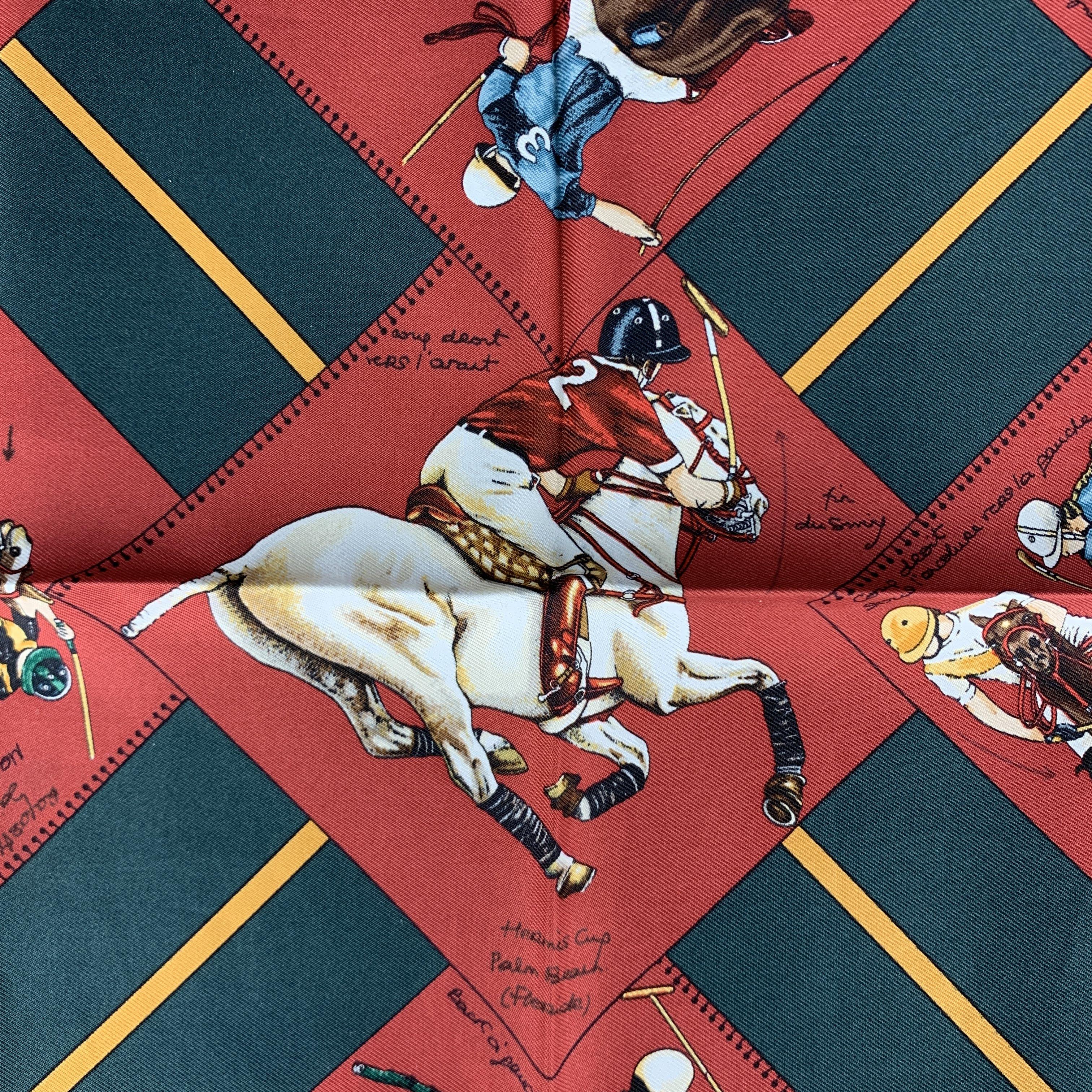 Black HERMES Le Monde du Polo Silk Pocket Square