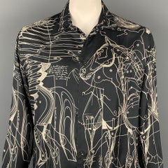 HERMES Le Pegase d'Hermes by Christian Renonciat Size L Black & Beige Shirt