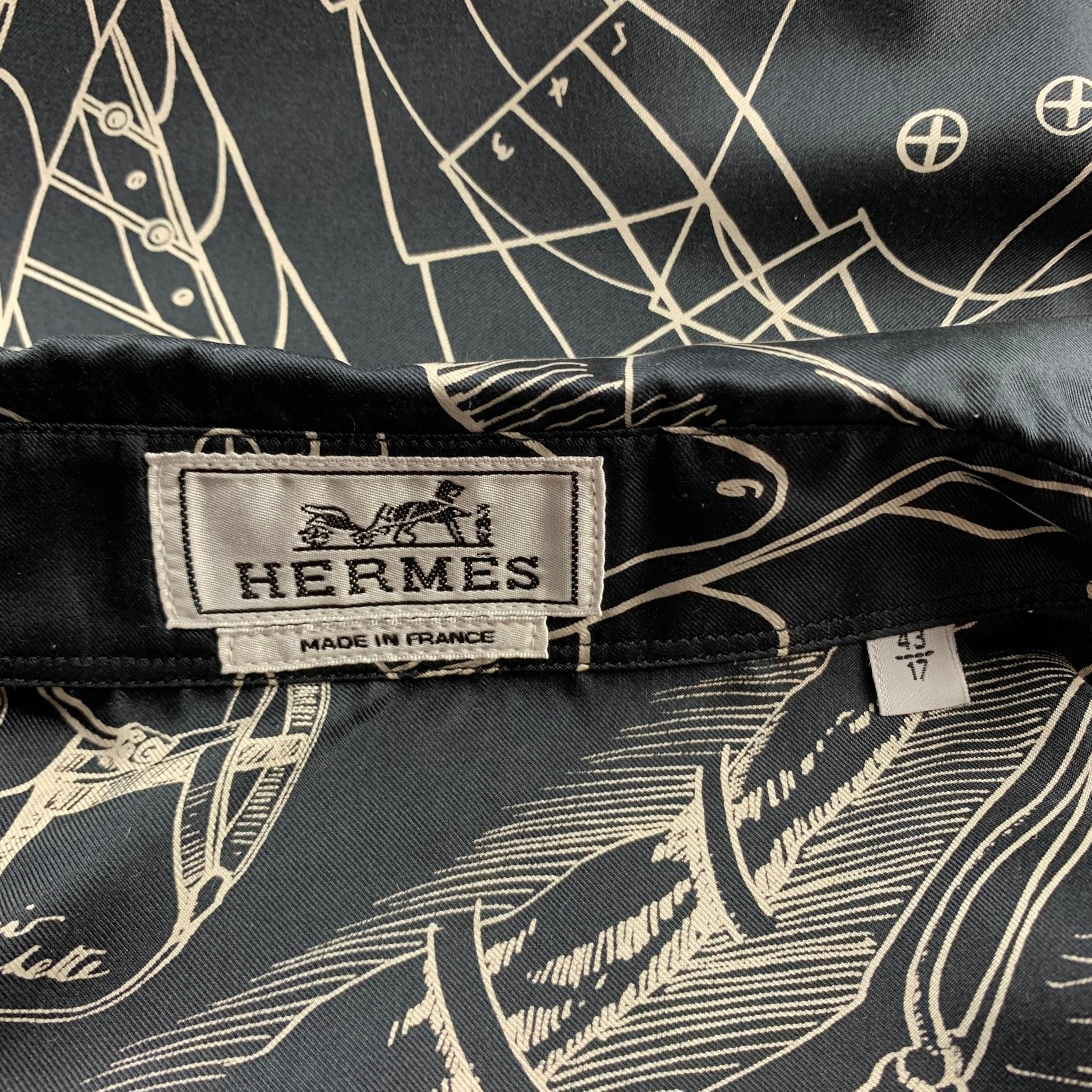HERMES Le Pegase d'Hermes by Christian Renonciat Size L Black & Beige Shirt 4