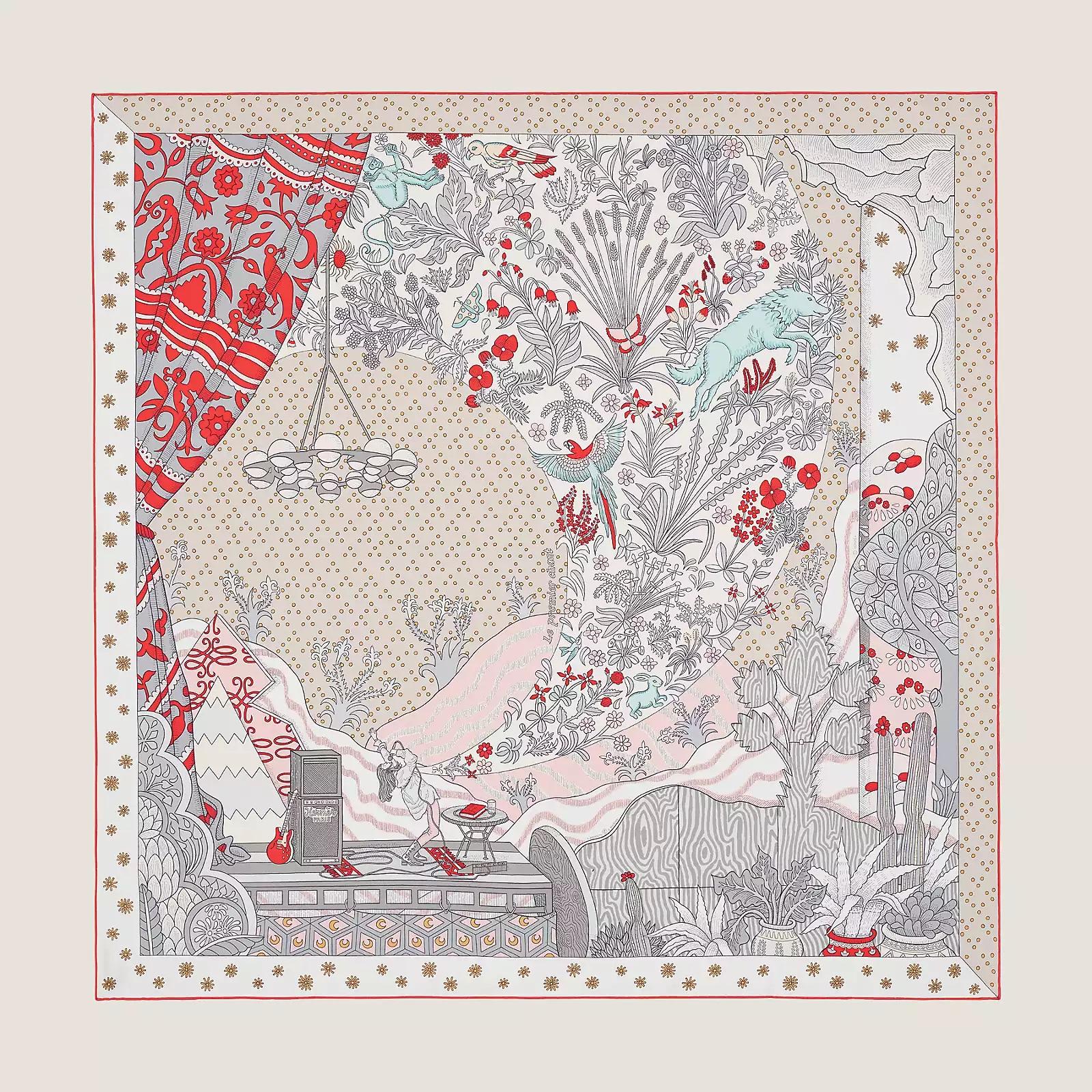 Écharpe Vintage Baar & Beards En Soie Grise - Dimensions 11,5 X 54 Cm, Japon, Occasion