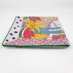 Hermes Le Premier Chant scarf 90 Vieux Rose / Vert / Jaune Silk