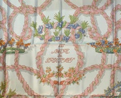 Hermes 'Le Sacre du Printemps' Spring Pink & White Silk Scarf, 1986
