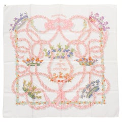 Hermès "Le Sacre"Pink & White Silk Scarf