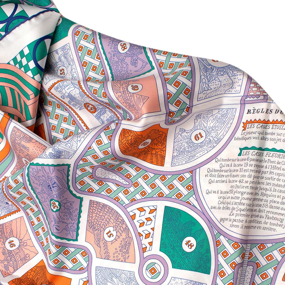 Hermes Le Tour Du Monde En 63 Cases Board Game Silk Scarf 90 In New Condition For Sale In London, GB